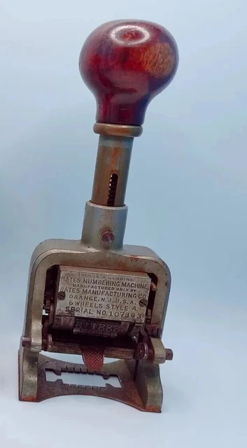 Vintage Bates Automatic Numbering Machine 6 Wheel Style A Metal Stamp