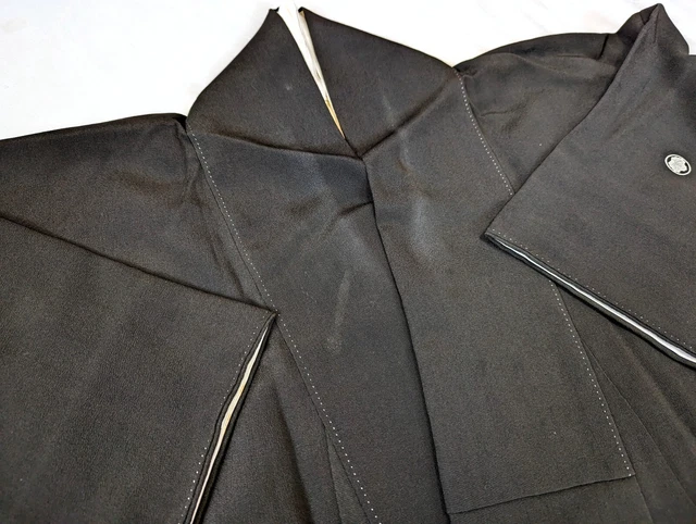 Japanese Kimono Tomesode Antique Silk Fabric Black Floral Peacock Kimono only 12