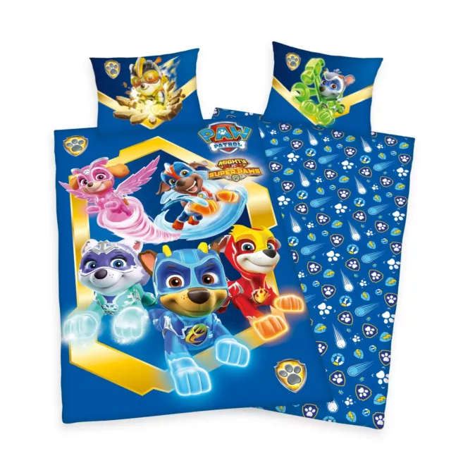 Paw Patrol Super Pups Single Duvet Cover Polycotton Blue Bedding Set Reversible