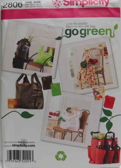 Simplicity 2806 Shopping Bags & coupon holder pattern, uncut