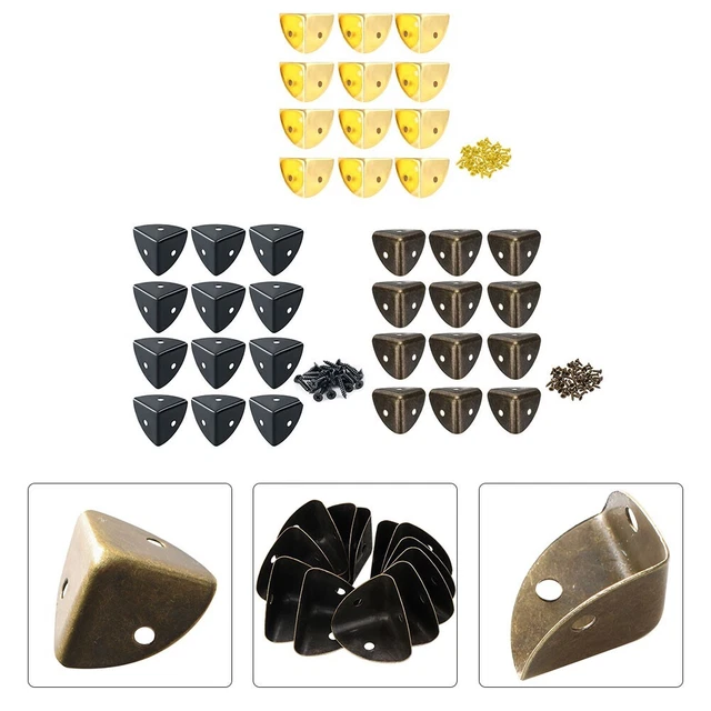 Bordo Copertura Angolo 12pcs Ferro Antico Bronzo Nero Oro IN Legno Custodia