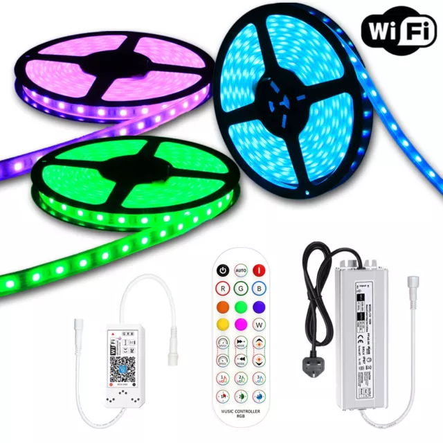 40M 35M 30M 25M 20M 15M 10M RF Remoto WiFi Sincronización de Música RGB Tira de Luz LED 12V