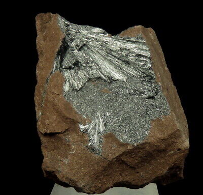 PYROLUSITE - beautiful lustrous crystals on matrix --- MOROCCO Imini Mine /pb079