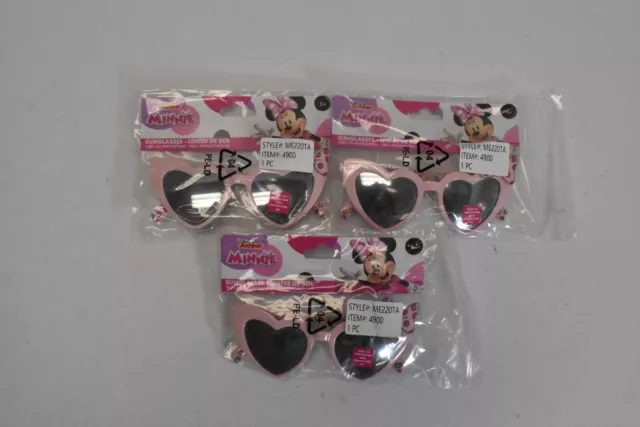Disney Junior Minnie Mouse Heart Shaped Sunglasses Silver & Pink Lot Of 3