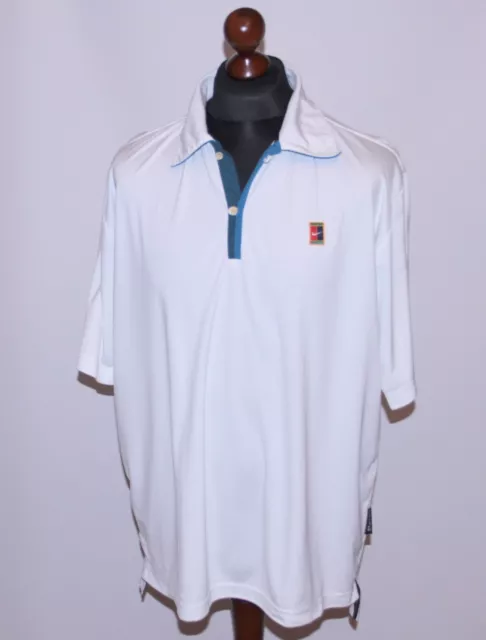 Vintage ATP Tour Nike Court tennis white polo shirt Size L 90's Sampras Style