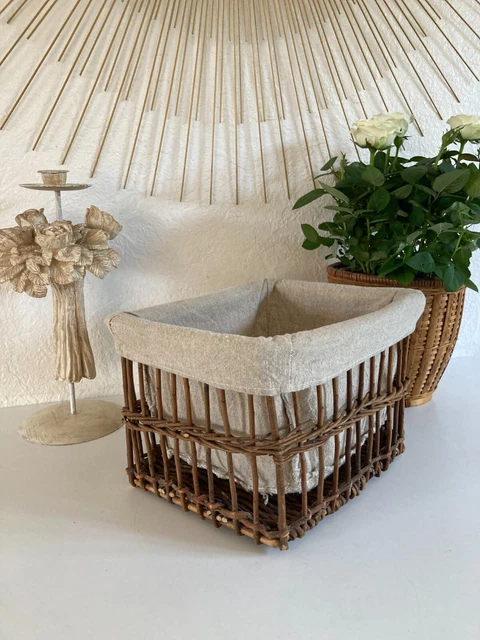 Petit Panier Vintage En Rotin Et Osier, Longueur 29 Cm, Déco Maison