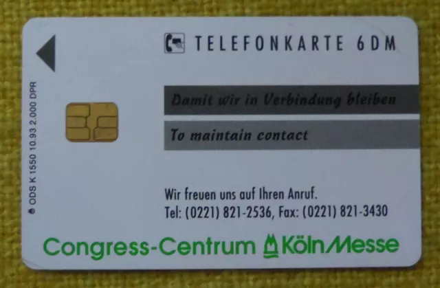 Telefonkarte K 1550 von 10.93 Congress-Centrum KölnMesse, leer   (27-21)