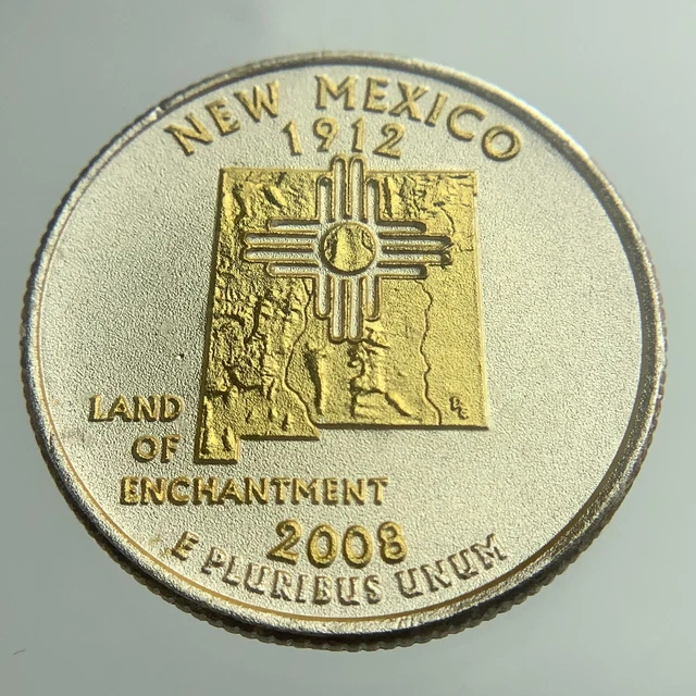 2008 NEW MEXICO Land of Enchantment Gold and Silver Statehood Quarter