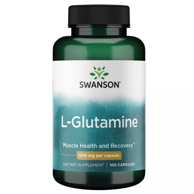 Swanson L-GLUTAMINA 500mg 100 Cápsulas, Músculo Salud, Sistema Inmunológico,