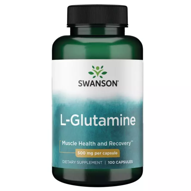 Swanson L-Glutamine 500mg 100 Capsules, Muscle Health, Immune System, Metabolism