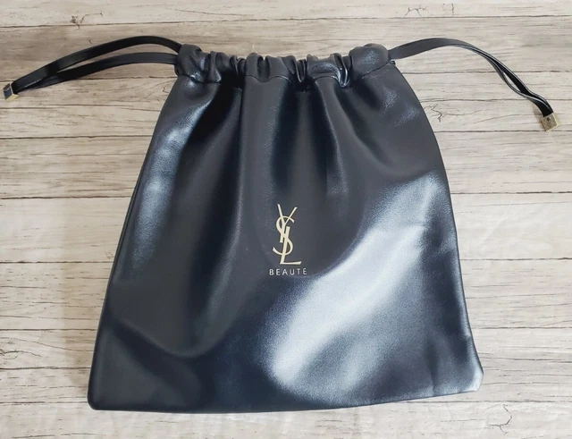 NEW Yves Saint Laurent YSL Beaute Black Pouch Makeup Bag Drawstring