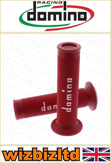 Domino Motorcycle Handlebar Grips [Red/White] [Dia 22/26mm Len 120/125mm]