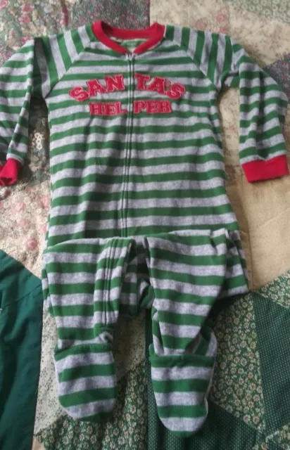 Carter’s Size 4T Footed Santa's Helper Fleece One Piece Pajama  EUC Zip PJs