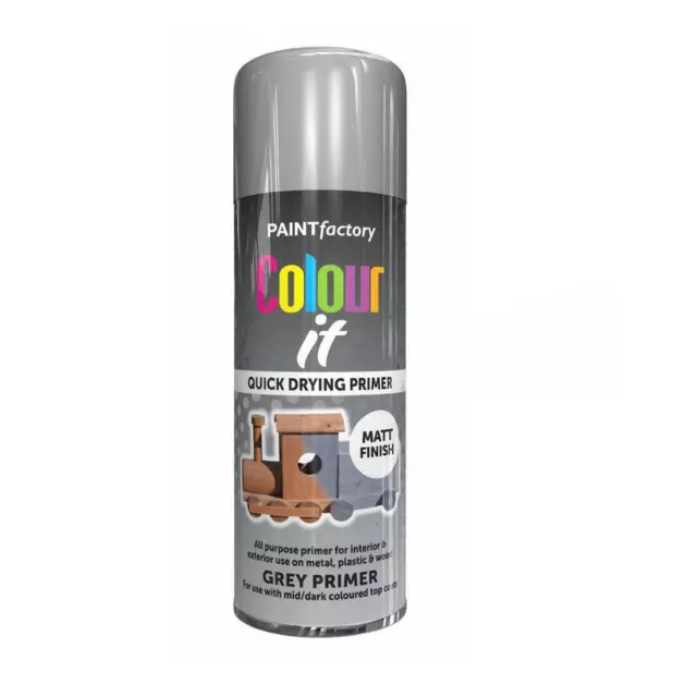 Grey Primer Spray Paint Aerosol Auto Car Lacquer Wood Metal 400ml