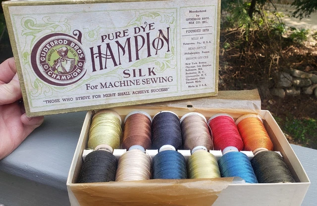 Gudebrod Champion Silk Thread Fly Tying B F Sewing Box Lot Spools VTG NOS