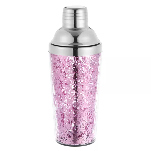 16OZ(450ml) Plastic Cocktail Shaker, Stainless Steel Top, Light Purple