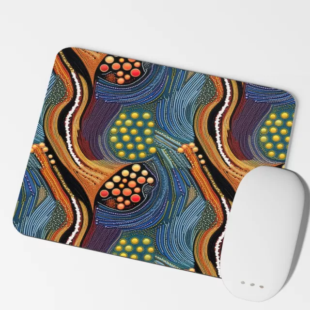 Aboriginal Art Inspired Indigenous Print Neoprene Computer Mouse Pad Mat #18
