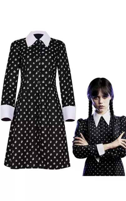 Costume Di Carnevale Mercoledi Famiglia Addams Serie Tv Bambina E Donna