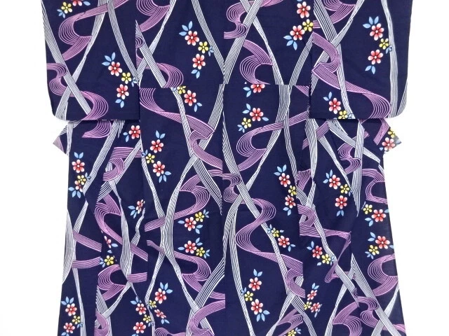 40984# Japanese Kimono / Yukata / Flower With Abstract Pattern