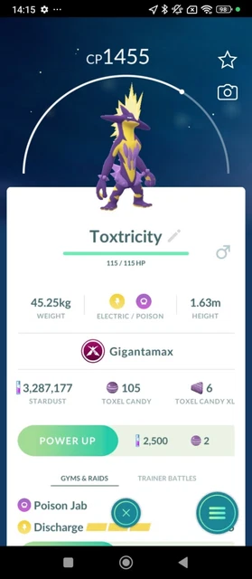 Toxtricity Gigantamax Amped Background Non Shiny - Pokémon Go - Android/Apple - Neuf