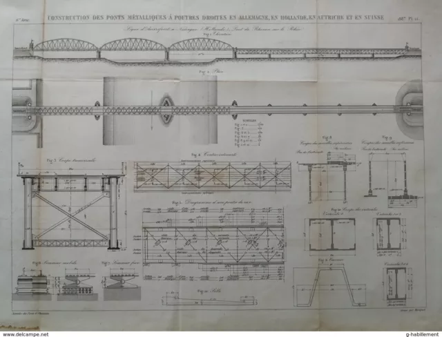 ANNALES PONTS et CHAUSSEES (Allemagne) - Constructions de ponts métalliques 1887