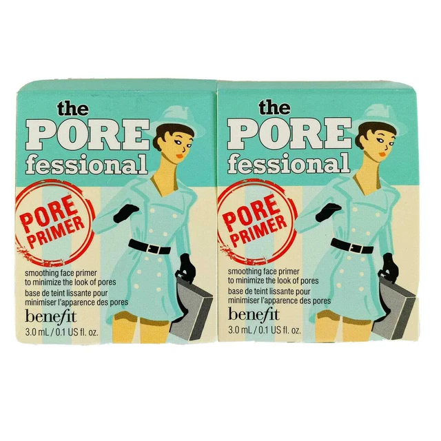 2 x BENEFIT POREfessional Smoothing Face Primer 0.1oz/3mL Travel Mini NIB