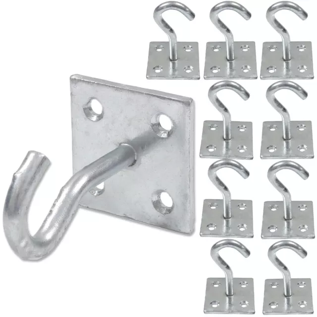 10x Silver 2" GALVANISED HOOK ON PLATES Stables Animal Tethering Hay Net Hanging