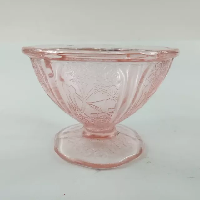 Jeannette Pink Depression Glass Cherry Blossom Sherbet Round Footed 2.75” Tall