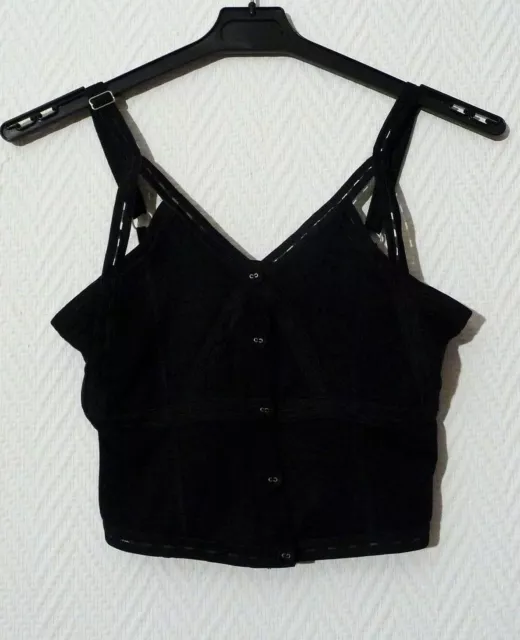 🌼 Top/ Tee Shirt Court en 100% Viscose Noir avec Bretelles-Taille 36- Neuf- H&M