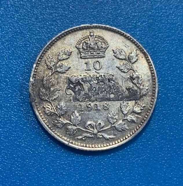 1918 Canada 10 Cents - George V 0.925 Silver Coin