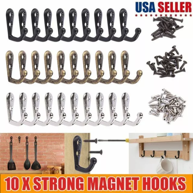 10/20/30 Hanging Metal Single Hook Clothes Hat Coat Robe Wall Door Hangers Hooks