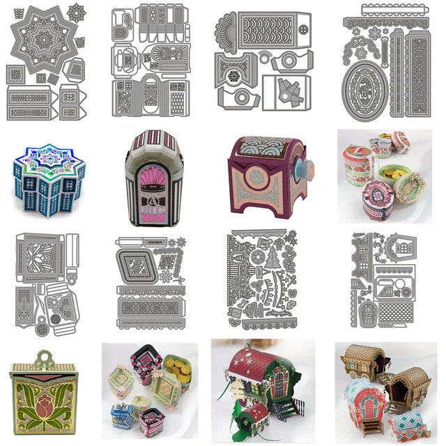 3D Gift Box Wagon Metal Cutting Dies Embossing Stencils Scrapbooking DIY Crafts