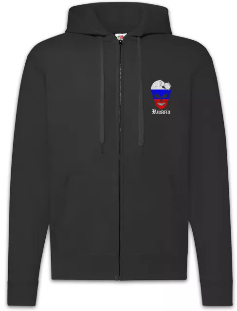 Russia Football Skull I Zipper Hoodie russische Flagge Banner Fußball Russland