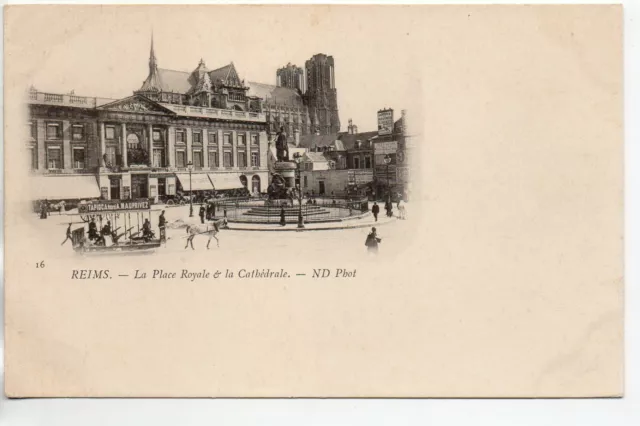 REIMS - Marne - CPA 51 - Les Tramways - Tramway place Royale map 1900