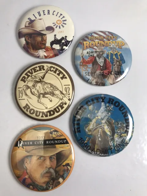 River City Roundup RCR Omaha Pinback Button Admission Lot 1989-1993 Rodeo Pin