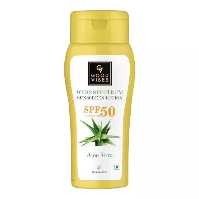 Good Vibes Aloe Vera Sunscreen Lotion SPF 50-120 ml - Lightweight Sun Protection