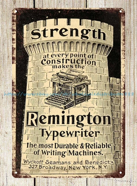 home wall 1899 Ad Wyckoff Seamans & Benedict Typewriter Castle metal tin sign