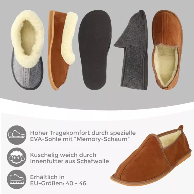 HausSchuhe HüttenSchuhe echtes Velours Leder & Schafwolle Schuhgröße 40-46 NEU 2
