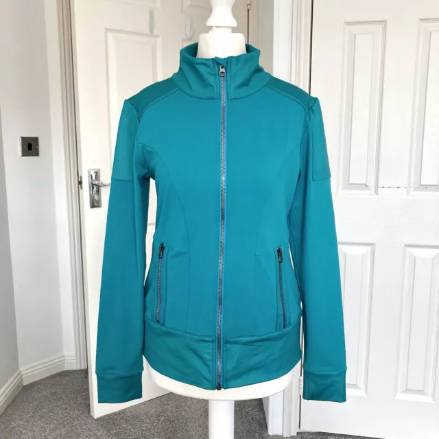 NEW Alo Yoga 4 Way Stretch Sport Zip Track Biker Jacket S Small Teal