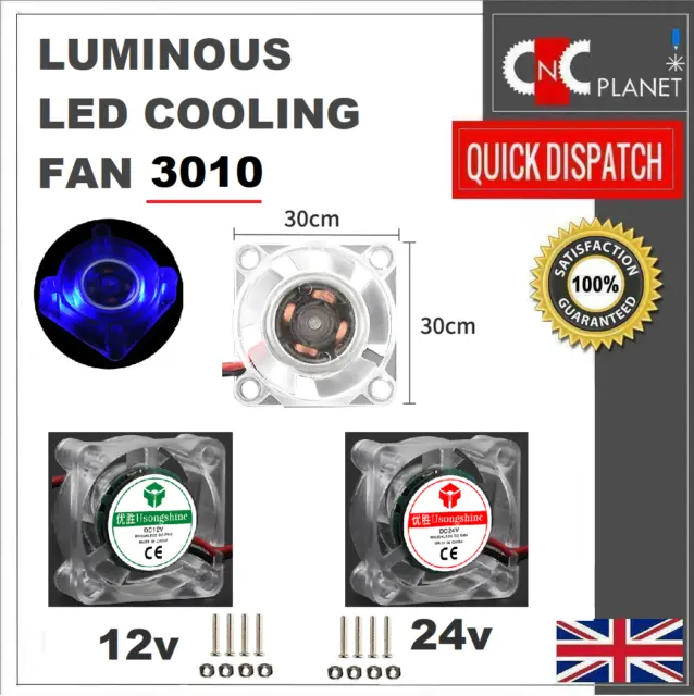 3010 FAN 3cm 30mm X 30mm X 10mm MINI SQUARE LED LIGHT COOLING FAN 12V 24V DC