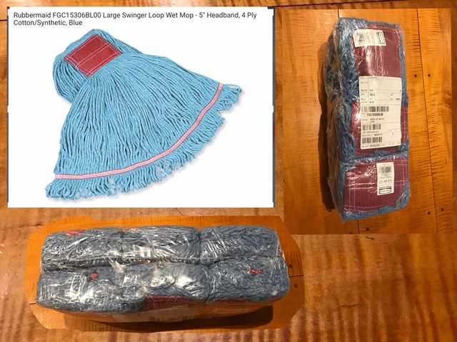 6 NEW Rubbermaid FGC15306BLOO Swinger Wet mop Heads RED BAND C15306 looped Ends