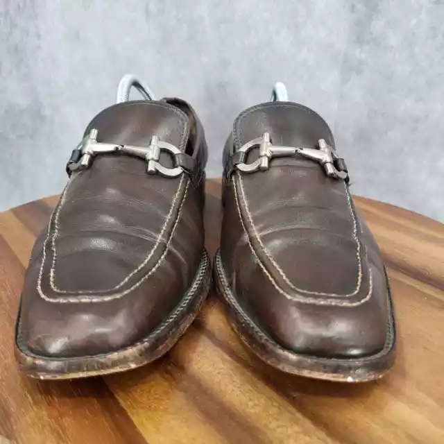 SALVATORE FERRAGAMO LOAFERS Mens 10 Brown Leather Horse Bit Slip Shoes ...