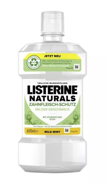 6x LISTERINE Enjuague Bucal 0,6L Naturals Suave Menta Zahnfleisch Protección