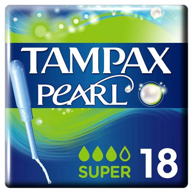 Súper tampones Tampax Pearl con aplicador, paquete de 18