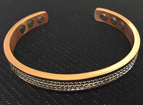 Pure Copper Bracelet Silver Gold twist - Magnetic Therapy - Hand Crafted