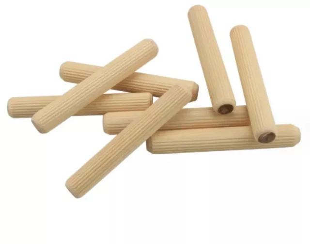 HARDWOOD DOWELS 6mm 8mm 10mm FURNITURE WOODEN Beechwood Chamfered Fluted  Wood