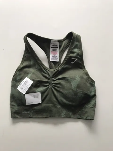 GYMSHARK CAMO SEAMLESS Sports Bra Small (S) Brand New with Tags