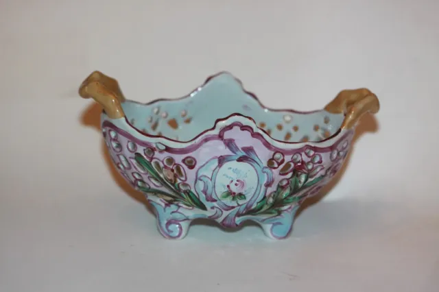 Capodimonte Basket with Flowers Italian Ceramic Porcelain Vintage