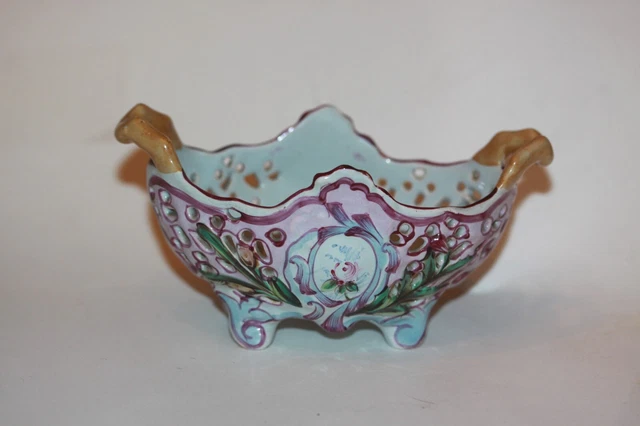 Capodimonte Basket with Flowers Italian Ceramic Porcelain Vintage