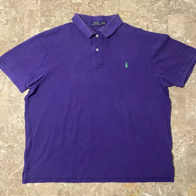 Polo Ralph Lauren Shirt Mens 2XB 2X Big Tall Purple Solid Pony Preppy Mesh